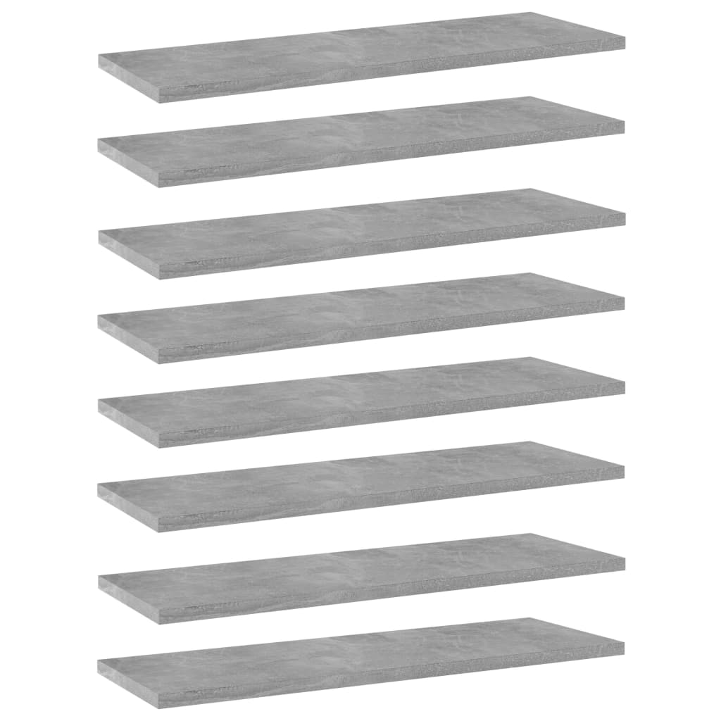 NNEVL Bookshelf Boards 8 pcs Concrete Grey 60x20x1.5 cm Chipboard