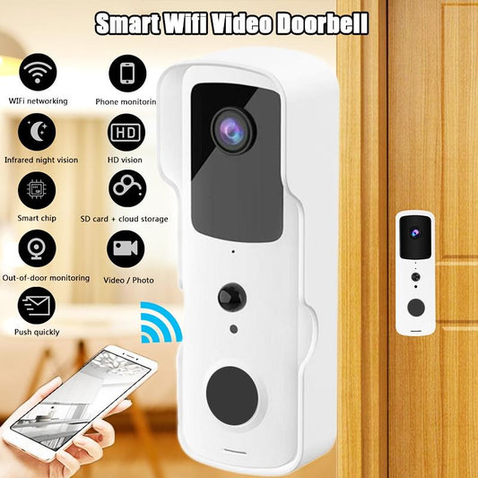 NNEDSZ Smart Wifi Video Doorbell With Two-Way Intercom & Night Vision - White