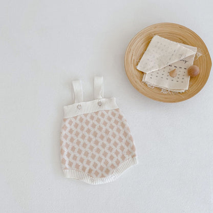 Baby Girl Plaid Graphic Onesies & Cardigan Knitted Sets