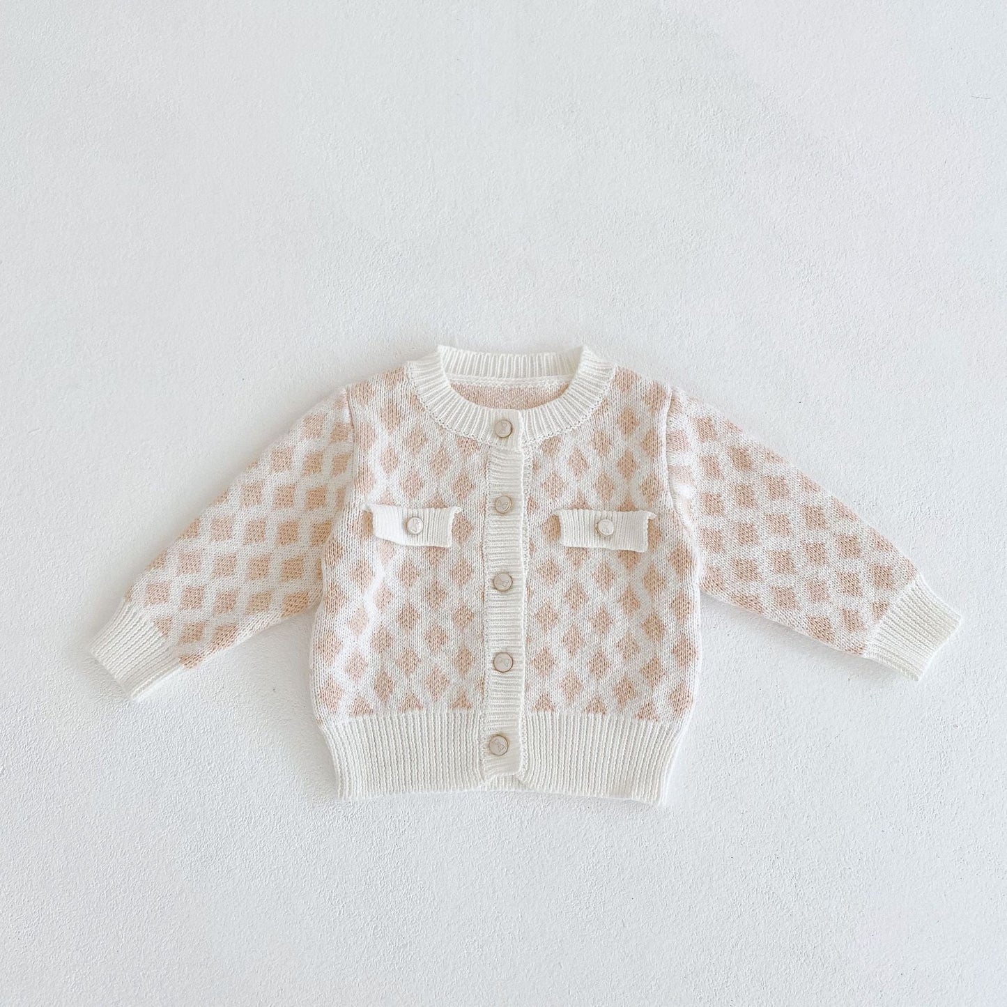 Baby Girl Plaid Graphic Onesies & Cardigan Knitted Sets